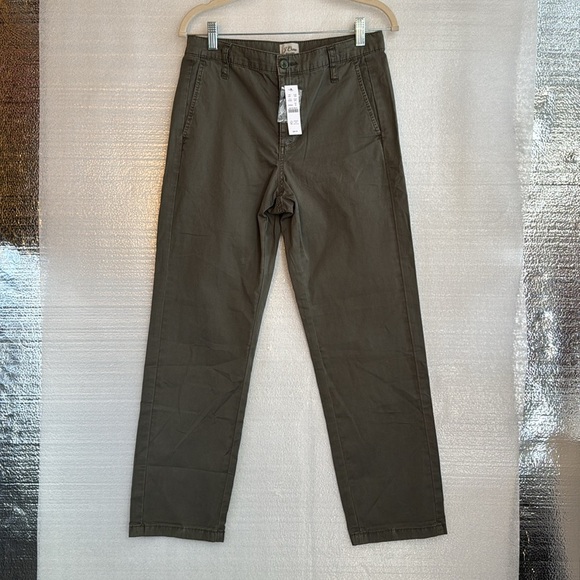 J. CREW Slouchy Boyfriend Chino Olive Green 100% Cotton Pleated Pants . Size 25 - Picture 7 of 7